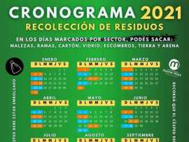 Cronograma 2021 de Recolección de Residuos