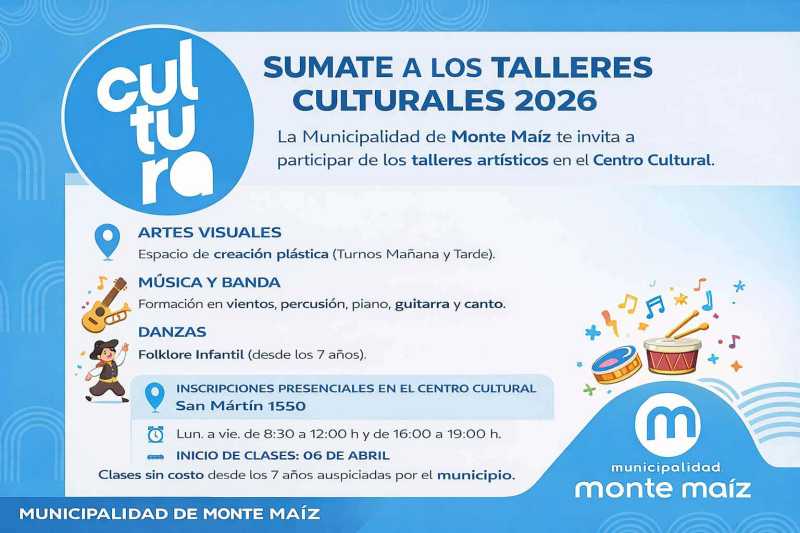 Inscripciones abiertas para los Talleres Municipales